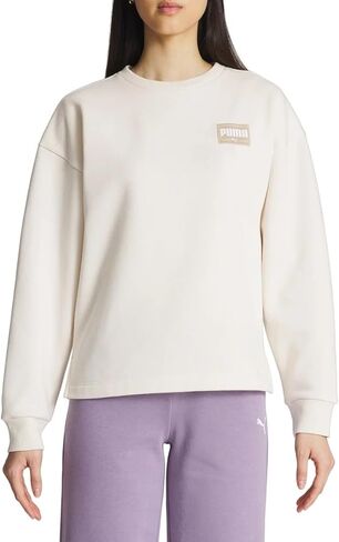 PUMA Women's Fleece Crewneck Sweatshirt Badge (Tan, XL) in Saudi Arabia