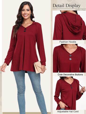 CATHY Hoodies for Women Plus Size Tunic Pullover Casual Sweatshirt Loose Flared Sweaters Fashion Outfits 2024 Trendy in Kuwait