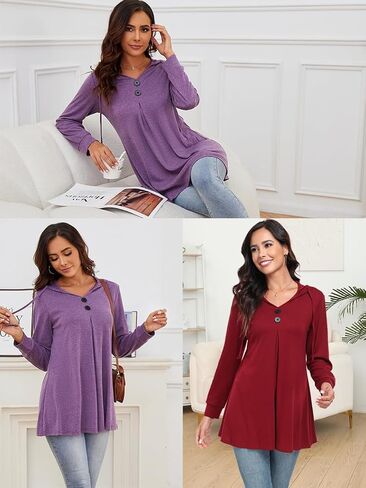 CATHY Hoodies for Women Plus Size Tunic Pullover Casual Sweatshirt Loose Flared Sweaters Fashion Outfits 2024 Trendy in Kuwait