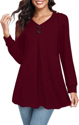 CATHY Hoodies for Women Plus Size Tunic Pullover Casual Sweatshirt Loose Flared Sweaters Fashion Outfits 2024 Trendy in Kuwait
