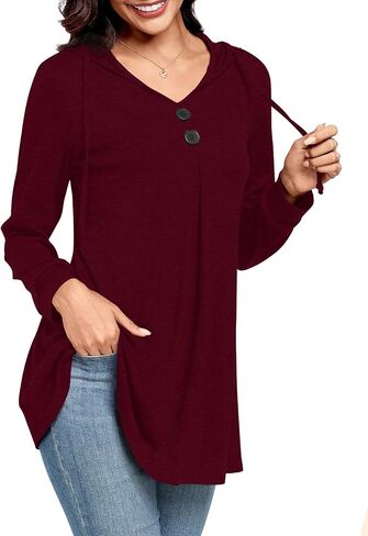 CATHY Hoodies for Women Plus Size Tunic Pullover Casual Sweatshirt Loose Flared Sweaters Fashion Outfits 2024 Trendy in Kuwait