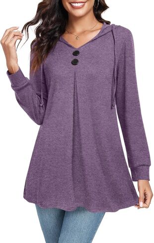 CATHY Hoodies for Women Plus Size Tunic Pullover Casual Sweatshirt Loose Flared Sweaters Fashion Outfits 2024 Trendy in Kuwait