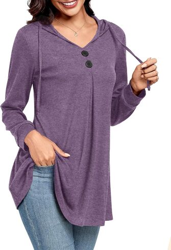 CATHY Hoodies for Women Plus Size Tunic Pullover Casual Sweatshirt Loose Flared Sweaters Fashion Outfits 2024 Trendy in Kuwait