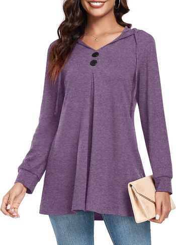 CATHY Hoodies for Women Plus Size Tunic Pullover Casual Sweatshirt Loose Flared Sweaters Fashion Outfits 2024 Trendy in Kuwait