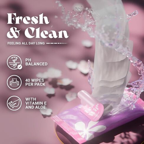 Maya Feminine Wipes by Biopure - Gentle Feminine Wipes for Women, Feminine Hygiene Wipes for Daily Use Freshness - pH Balanced Wipes Resealable Pack of 40 Wipes (3 Pack, Fresh Scent) in Saudi Arabia