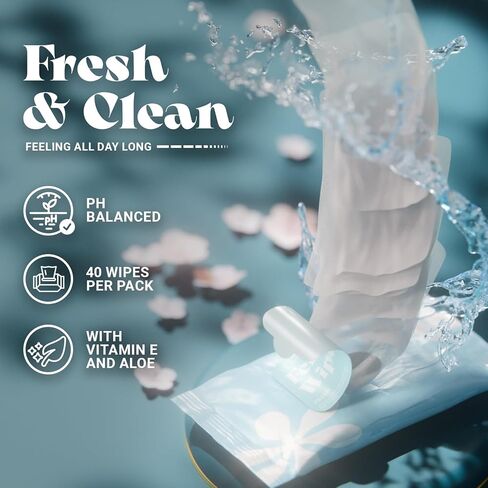 Maya Feminine Wipes by Biopure - Gentle Feminine Wipes for Women, Feminine Hygiene Wipes for Daily Use Freshness - pH Balanced Wipes Resealable Pack of 40 Wipes (3 Pack, Fresh Scent) in Saudi Arabia