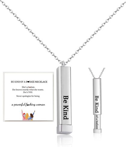 Be Kind Of A B Necklaces For Women, To Best Friends Sorority Sisters Inspirational Square Tubes Pendant With Hidden Message Stainless Steel Band Friendship Gift Jewelry in Kuwait