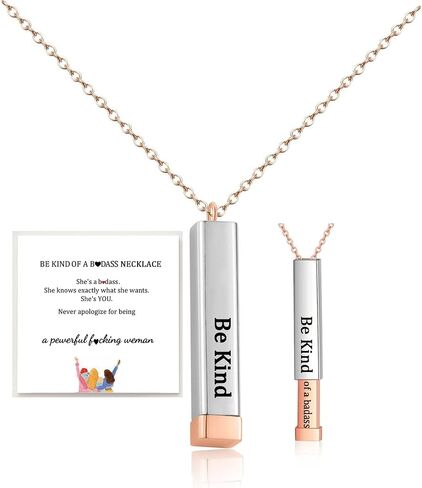 Be Kind Of A B Necklaces For Women, To Best Friends Sorority Sisters Inspirational Square Tubes Pendant With Hidden Message Stainless Steel Band Friendship Gift Jewelry in Kuwait