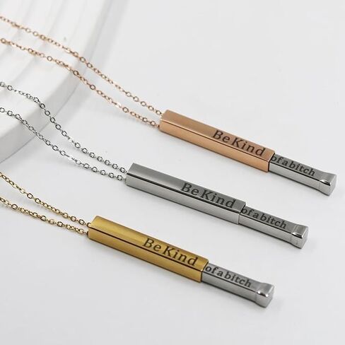 Be Kind Of A B Necklaces For Women, To Best Friends Sorority Sisters Inspirational Square Tubes Pendant With Hidden Message Stainless Steel Band Friendship Gift Jewelry in Kuwait
