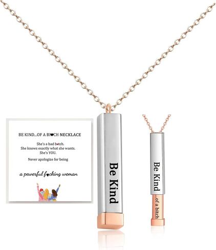 Be Kind Of A B Necklaces For Women, To Best Friends Sorority Sisters Inspirational Square Tubes Pendant With Hidden Message Stainless Steel Band Friendship Gift Jewelry in Kuwait