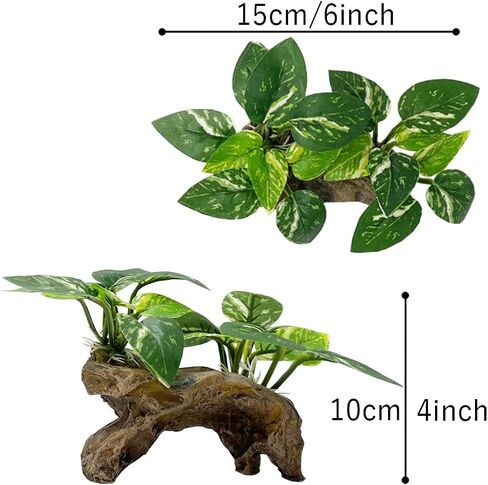 Smoothedo-Pets Fish Tank Decor Aquarium Decorations 5inch Mini Tree Ornaments Betta Silk Leaf pad Hammock Artifical Driftwood Cave Goldfish Bowl Accessories (Type-F) in Saudi Arabia