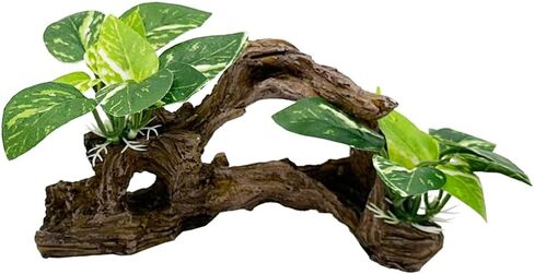 Smoothedo-Pets Fish Tank Decor Aquarium Decorations 5inch Mini Tree Ornaments Betta Silk Leaf pad Hammock Artifical Driftwood Cave Goldfish Bowl Accessories (Type-F) in Saudi Arabia