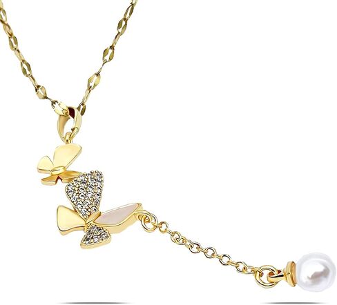 Necklaces For Women, Crafted In 18K Gold Plated Titanium Steel And Zircon, Gifts For Moms, Aunt, Grandma, Ladies for Christmas. in Saudi Arabia