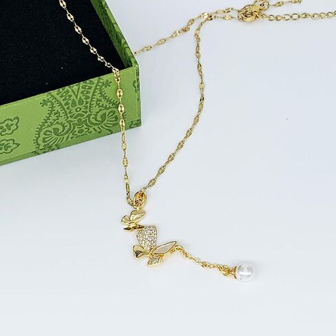 Necklaces For Women, Crafted In 18K Gold Plated Titanium Steel And Zircon, Gifts For Moms, Aunt, Grandma, Ladies for Christmas. in Saudi Arabia
