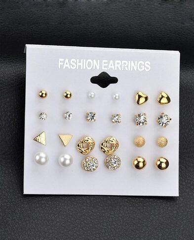 57-60 Pairs Assorted Multiple Stud Hoop Earrings for Women Crystal Pearl Stud Earrings Set in Kuwait