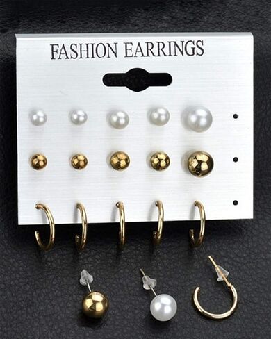 57-60 Pairs Assorted Multiple Stud Hoop Earrings for Women Crystal Pearl Stud Earrings Set in Kuwait