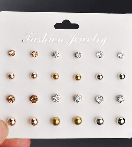 57-60 Pairs Assorted Multiple Stud Hoop Earrings for Women Crystal Pearl Stud Earrings Set in Kuwait