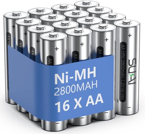 SUKAI AA Rechargeable Batteries, 2800mAh High Capacity Double A Batteries, 1.2V NiMH AA Battery with Low Self Discharge, Chargeable for 1200 Cycles, Precharged - (24 Count) in Saudi Arabia