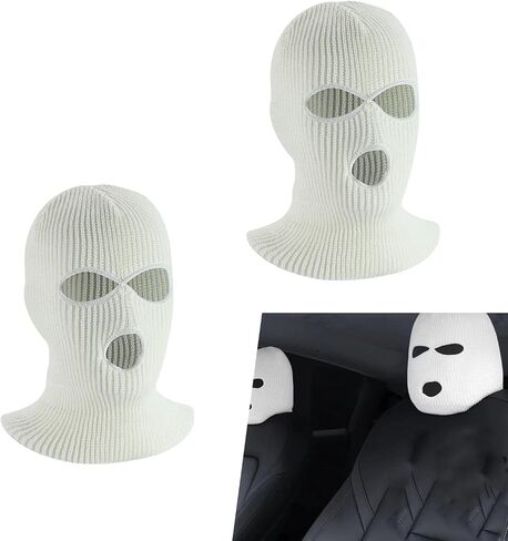 Ajxn 2 PCS Car Headrest Cover, 7.87In x 15.74In Fabric Vehicle Seat Headrest Trim, Personalized Design, Universal Automotive Interior Headrest Protectors Accessories for SUV Truck SUV (White) in Saudi Arabia