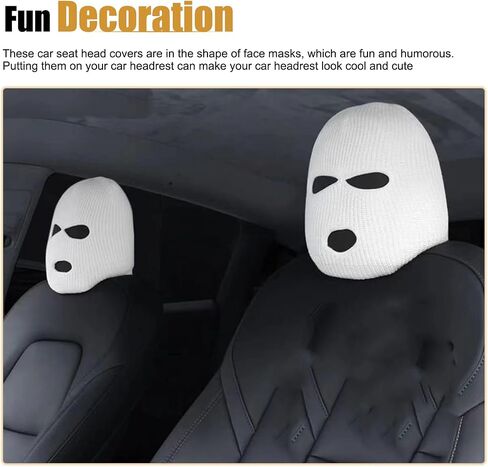 Ajxn 2 PCS Car Headrest Cover, 7.87In x 15.74In Fabric Vehicle Seat Headrest Trim, Personalized Design, Universal Automotive Interior Headrest Protectors Accessories for SUV Truck SUV (White) in Saudi Arabia