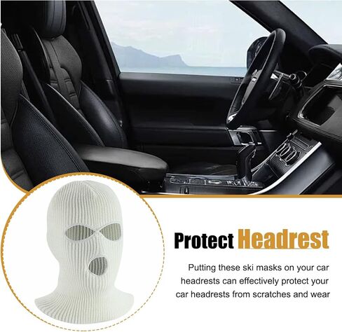 Ajxn 2 PCS Car Headrest Cover, 7.87In x 15.74In Fabric Vehicle Seat Headrest Trim, Personalized Design, Universal Automotive Interior Headrest Protectors Accessories for SUV Truck SUV (White) in Saudi Arabia