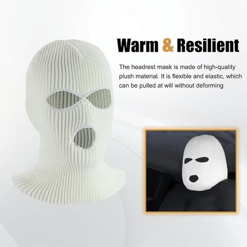 Ajxn 2 PCS Car Headrest Cover, 7.87In x 15.74In Fabric Vehicle Seat Headrest Trim, Personalized Design, Universal Automotive Interior Headrest Protectors Accessories for SUV Truck SUV (White) in Saudi Arabia