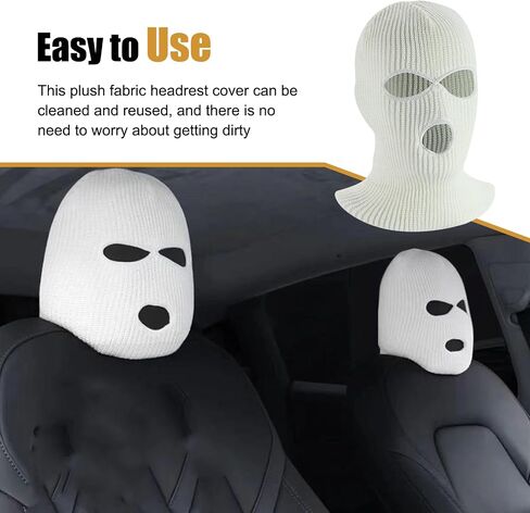 Ajxn 2 PCS Car Headrest Cover, 7.87In x 15.74In Fabric Vehicle Seat Headrest Trim, Personalized Design, Universal Automotive Interior Headrest Protectors Accessories for SUV Truck SUV (White) in Saudi Arabia