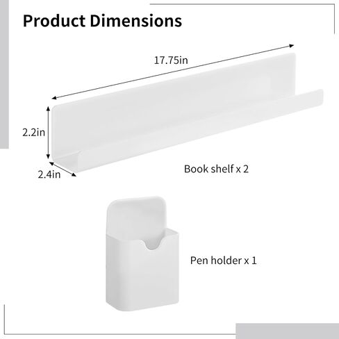 2 PCS Magnetic Book Shelves, Bookshelves for Whiteboard, Magnetic Shelf Metal Floating Book Shelves Rack for Office, Magnetic Book Display Shelf for School Classroom in Saudi Arabia