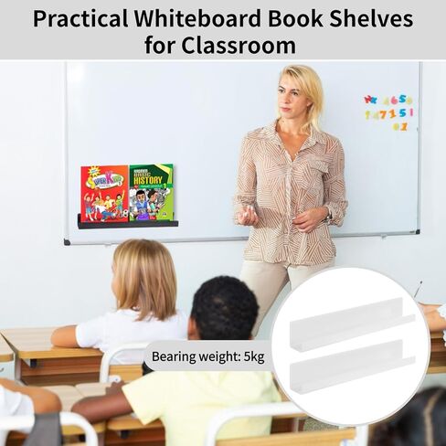 2 PCS Magnetic Book Shelves, Bookshelves for Whiteboard, Magnetic Shelf Metal Floating Book Shelves Rack for Office, Magnetic Book Display Shelf for School Classroom in Saudi Arabia