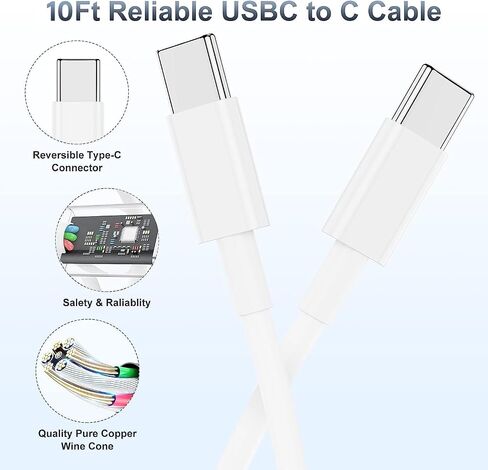 for iPhone 15 Fast Charger and 10ft Type C to C Cable Cord Long, 20W USB C Charging Block for Apple iPhone 15 Plus/15 Pro Max,iPad Pro 12.9/11 inch/4/3 th/Air/Mini,Wall Plug Power Adapter Cube Pink in Kuwait