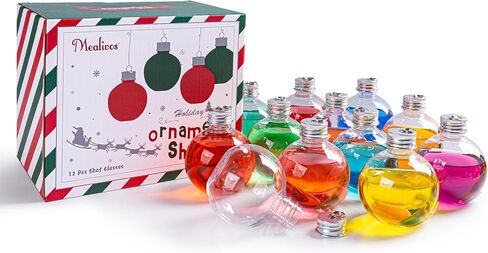 6Pcs Christmas Booze Balls Ornaments, 100ml Capacity Gold-Plated Christmas Drink Balls Shot Glass, Reusable and Fillable Festive Booze Balls for Holiday Parties Home and Christmas Tree Decorations in Saudi Arabia