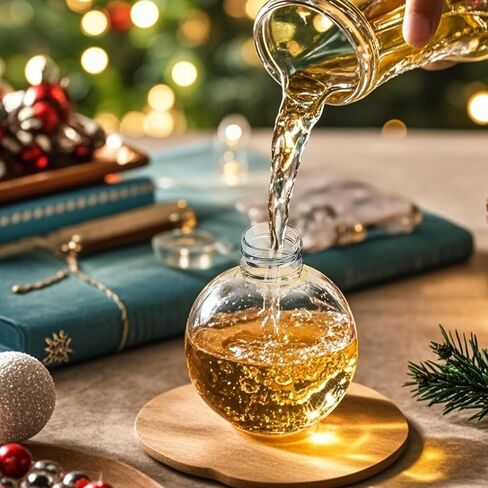 6Pcs Christmas Booze Balls Ornaments, 100ml Capacity Gold-Plated Christmas Drink Balls Shot Glass, Reusable and Fillable Festive Booze Balls for Holiday Parties Home and Christmas Tree Decorations in Saudi Arabia