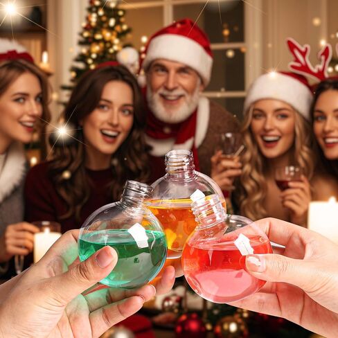6Pcs Christmas Booze Balls Ornaments, 100ml Capacity Gold-Plated Christmas Drink Balls Shot Glass, Reusable and Fillable Festive Booze Balls for Holiday Parties Home and Christmas Tree Decorations in Saudi Arabia