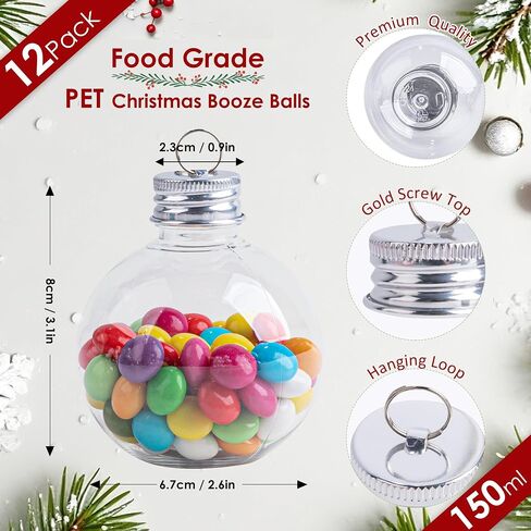 6Pcs Christmas Booze Balls Ornaments, 100ml Capacity Gold-Plated Christmas Drink Balls Shot Glass, Reusable and Fillable Festive Booze Balls for Holiday Parties Home and Christmas Tree Decorations in Saudi Arabia