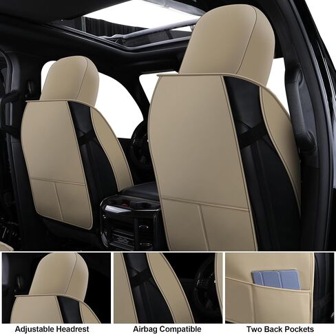 GXT Custom Fit Chevrolet Silverado Seat Covers, Front & Rear Waterproof Leather Car Seat Covers, Seat Cushion Protector Fit for Chevrolet Silverado 2007-2013, 2019-2023(Black) in Kuwait
