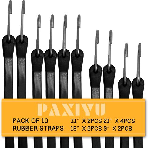 Heavy-Duty Outdoor Rubber Bungee Cords with Hooks, Assorted Sizes (9", 15", 21", 31"), EPDM Rubber Straps for Securing Tarps, Covers, Canvases, Vehicles, and Cargo – Weatherproof, 10 Pack in Saudi Arabia