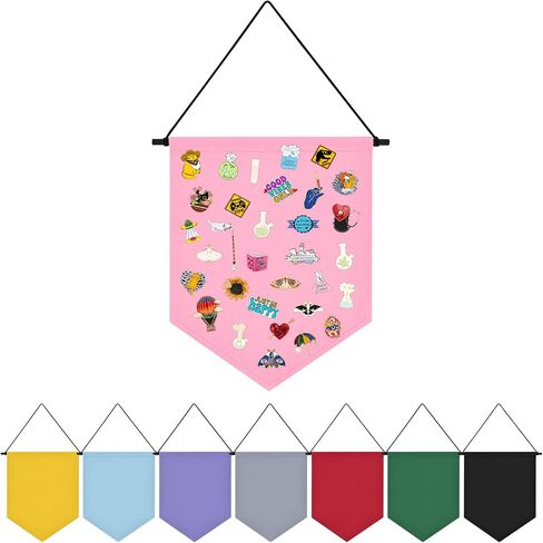 Wall Hanging Brooch Organizer Storage Board Colorful Enamel Pin Badge Canvas Display Banner Earrings Case Collection Holder 12.6x10in(Not Include Any Accessories) (Black) in Saudi Arabia