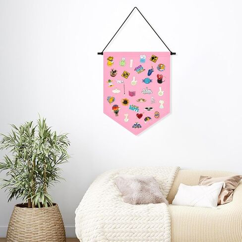 Wall Hanging Brooch Organizer Storage Board Colorful Enamel Pin Badge Canvas Display Banner Earrings Case Collection Holder 12.6x10in(Not Include Any Accessories) (Black) in Saudi Arabia