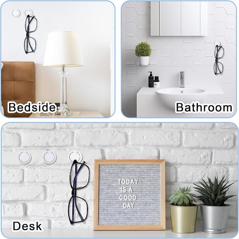 6 Pack Sunglasses Organizer Wall Mounted Sunglasses Holder Wall Hanging Glasses Organizer Sunglass Holder For Wall Adhesive Glasses Organizer Round Wall Mounted For Sunglasses Display(White) in Saudi Arabia