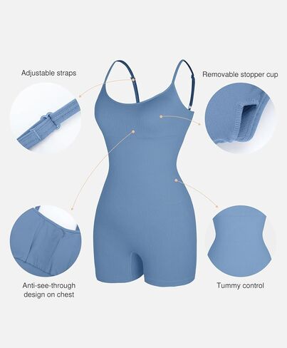 Popilush The Shapewear Jumpsuits for Women Sleeveless Adjustable Short Rompers Tummy Control Bodysuits Gym Yoga Fashion 2024 in Saudi Arabia