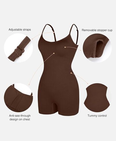 Popilush The Shapewear Jumpsuits for Women Sleeveless Adjustable Short Rompers Tummy Control Bodysuits Gym Yoga Fashion 2024 in Saudi Arabia