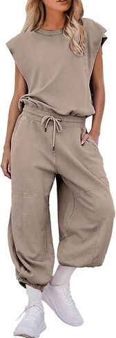 Oversized Wide leg Jumpsuit with Pockets One piece Outfits Open Back Overall Elastic Waist Workout Onesie Romper in Saudi Arabia