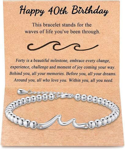 Wave Bracelets Silver Beaded M Charm Friendship Bracelets,Birthday Gift for Women Friendship, Mom, Sister, Daughter,Gifts for Women Birthday Unique,21th 40th 60th Happy Birthday Gifts for Women Her in Saudi Arabia