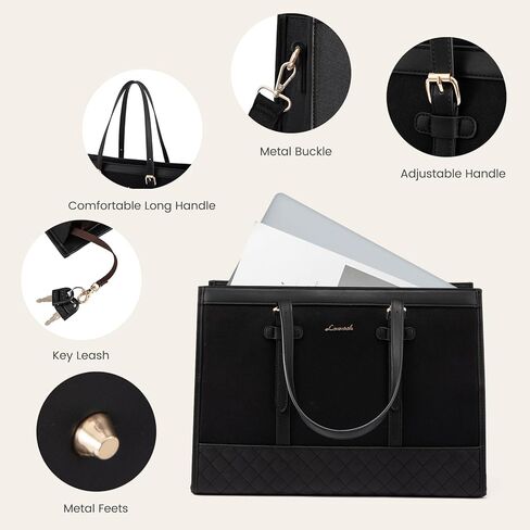 LOVEVOOK Laptop Bag for Women 15.6 inch Canvas Laptop Tote Bag, Large Capacity Work Bag with Clutch Purse, Computer Bag Office Business Briefcase, Casual Handbag for Travel College Teacher School in Kuwait