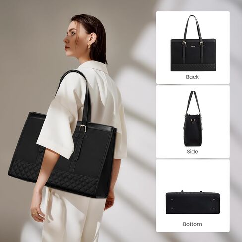 LOVEVOOK Laptop Bag for Women 15.6 inch Canvas Laptop Tote Bag, Large Capacity Work Bag with Clutch Purse, Computer Bag Office Business Briefcase, Casual Handbag for Travel College Teacher School in Kuwait