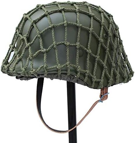 WW2 WWII German M35 Helmet with Net Cover Steel Material M1935 Soldier Stahlhelm Black Green Color in Saudi Arabia