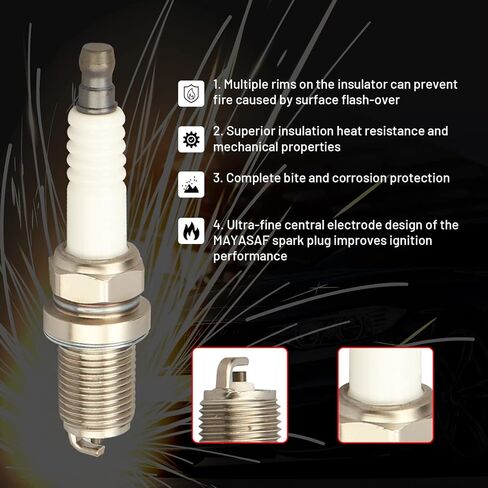 MAYASAF Spark Plugs 4644 Automotive Replacement Ignition Plug for Audi 2005-13 A3 08-16 A5 10-16 Q5, for Passat 2006-10 Seat type Flat, Thread Diameter 14 mm(0.551")/Reach 19mm(0.75") 4 Pack in Saudi Arabia