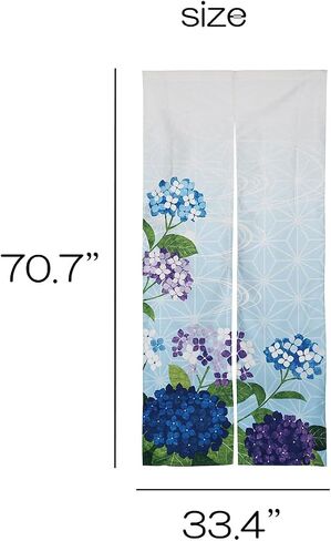 Noren Japanese Doorway Curtain for Wall Hanging with a Picture of Hydrangea Printed on it (pattern1) in Saudi Arabia