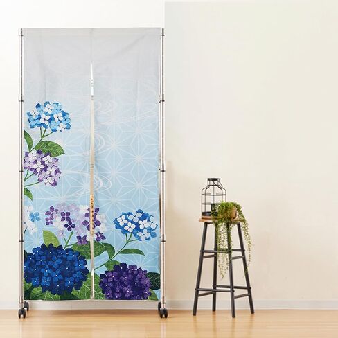 Noren Japanese Doorway Curtain for Wall Hanging with a Picture of Hydrangea Printed on it (pattern1) in Saudi Arabia