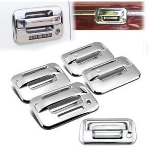 3-Layer Triple Chrome Plated Side 4 Door Handle Cover with Keypad+Tailgate Cover Designed for 2004-2014 Ford F-150